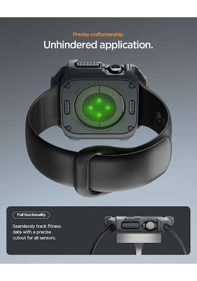 Apple Watch 46mm Seri 11/10 İle Uyumlu Kılıf Rugged Armor 2 Dark Gray - Acs10500 Çok Renkli