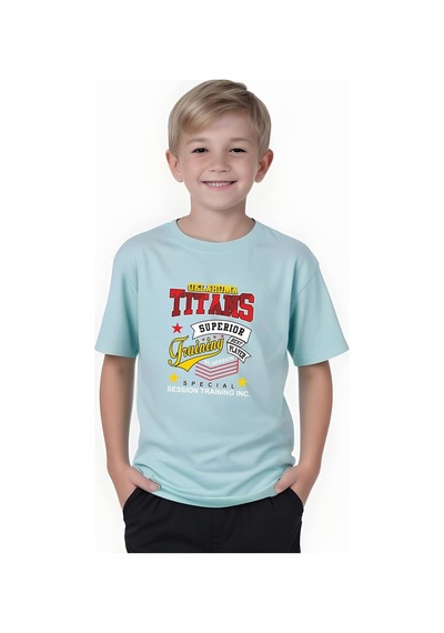 Fyk Kids Erkek Çocuk Yazlık Titans Baskılı Alt-üst Takım Mint Yeşil