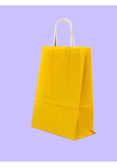 1.kalite 18x8x24 Cm 1 Li Sarı Renkli Kraft Kağıt Çanta, Hediye Poşeti, Hediye Paketi, Kraft Çanta