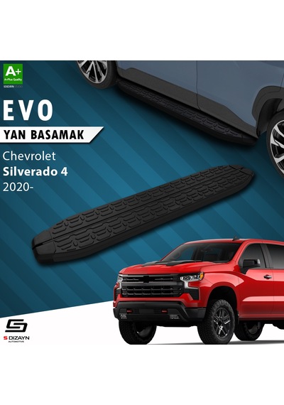 S-dizayn Chevrolet Silverado 4 Uzun Şase Evo Siyah Yan Basamak 253 Cm 2020 Üzeri