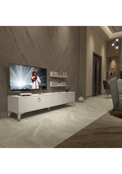 Decoraktiv Eko 4 Mdf Std Gold Tv Ünitesi Tv Sehpası Beyaz