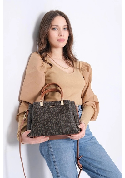Just Polo Kadın Yeni Sezon El Ve Omuz Çantası Ebat 22x29 Cm Kahve Taba