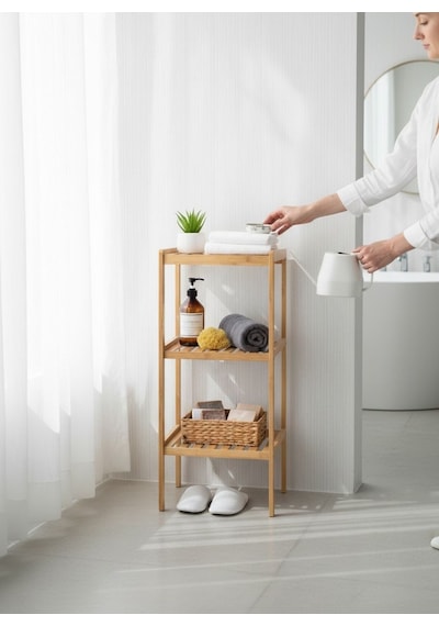 Bambu 3 Katlı Çok Amaçlı Raf - Dikey Ayakkabılık Havluluk Banyo Rafı Açık Kahverengi Bambu 3 Katlı Çok Amaçlı Raf - Dikey Ayakkabılık Havluluk Banyo Rafı Açık Kahverengi