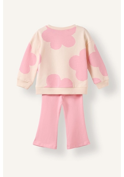 Defacto Miffy Baskılı Sweatshirt Üst İspanyol Paça Pantolon Alt 2li Takım Kız Bebek I2162a526auer233 Ekru-er233