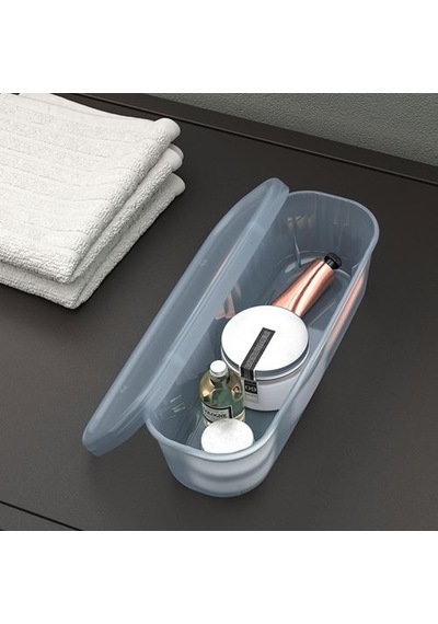 Ikea Rykta Kapaklı Kutu, Şeffaf Gri-mavi, 9x24x7 Cm/0.5 Lt