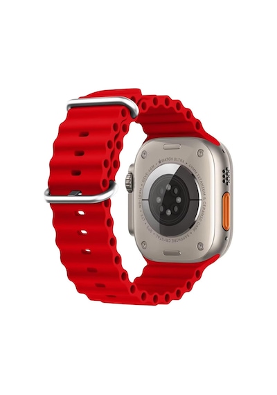 Microsonic Apple Uyumlu  Watch Series 7 41mm Kordon Ocean Band Kırmızı