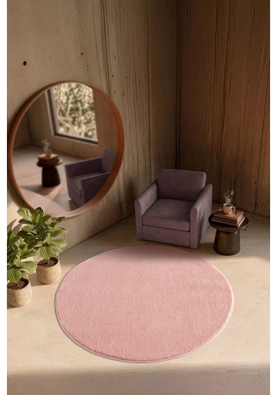 Softy Pudra Yıkanabilir Kaymaz Taban Yuvarlak Halı Yumuşak Dokulu Mutfak Koridor Salon Halısı