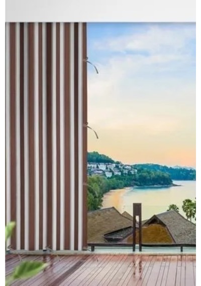 Gencer Home Balkon Perdesi Kuş Gözü Ölçü Seçenekli Kahverengi Beyaz Kahverengi