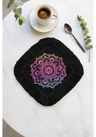 Mandala Işıltılı Saçaklı Kahve Yanı Sunumluk Peçete - Renk Geçişli Bohem Siyah Bardak Altlığı Mendil Sedefli Altın Sarısı Mandala Işıltılı Saçaklı Kahve Yanı Sunumluk Peçete - Renk Geçişli Bohem Siyah Bardak Altlığı Mendil Sedefli Altın Sarısı