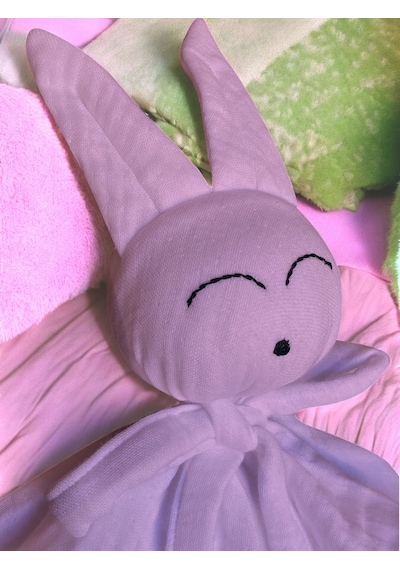 Müslin Bebek Uyku Arkadaşı 4 Katlı Tavşan Organik Pudra Pembe
