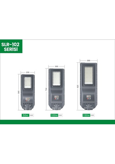 100w Profesyonel Solar Sokak Armatürü Tüm Gece Aydınlatma Güneş Enerjili Slr-102-100-01