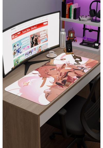 Yanfei Genshin Impact Anime Oyuncu V5 - 90x40 Xxl Gaming Mouse Pad Fare Altlığı
