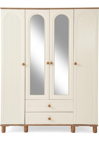 Bohem Mdf 4 Kapılı Dolap-ekru/ceviz