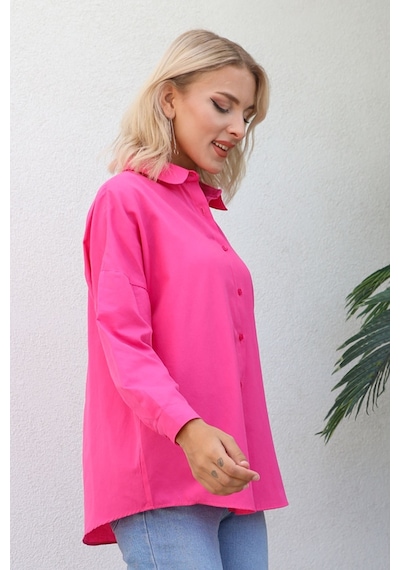 Nurneva Basic Model Gömlek Fuşya-fuşya Fuşya