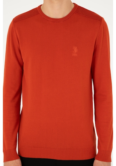 U.S. Polo Assn. Erkek Slim Fit Bisiklet Yaka Kiremit Basic Kazak 50288888-VR031