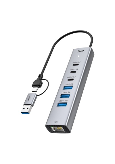 Juo Type-c Ve Usb-a 7 Portlu 3 Usb-a 3 Type-c Gigabit Ethernet Dönüştürücü Usb Çoklayıcı Hub
