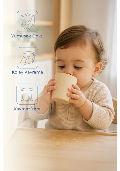 Babyjem Kolay Kavrama Silikon Bardak Ekru