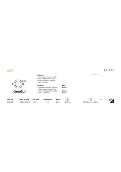 12w Led Panel Ld472 Beyaz Işık