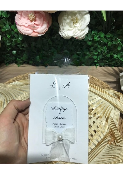 Uv Baskı Pleksi Magnet Söz, Nişan, Nikah, Düğün, Kına 10 Adet Gold