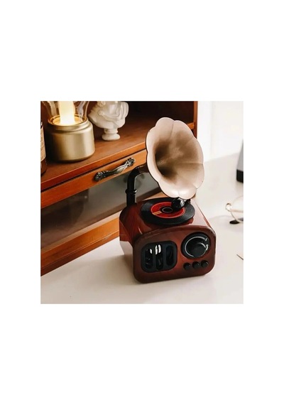 Klasik Radyo Görünümlü Gramofon Müzik Kutusu Retro Tarzı Ev Dekorasyon Hediyelik Süs Eşyası Kahverengi