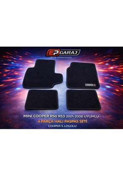 Mını Cooper R50 R53 2001-2006 Uyumlu 4 Parça Halı Paspas Seti Cooper S Logolu