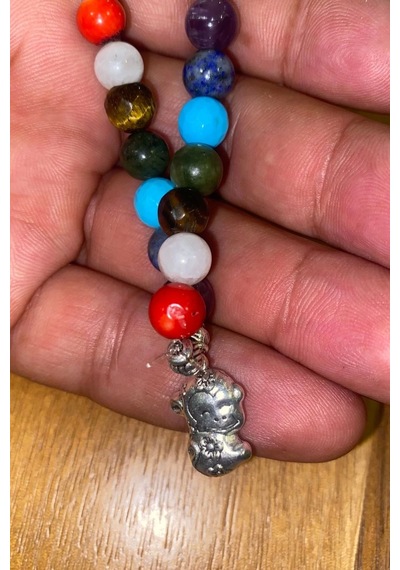 Çin Takvimi Burçları Çharm 7 Çakra Doğal Taş Bileklik Hand Made El İşi Feng Shui Ejderha Yılı Koruyucu Hayvan Monkey Maymun Objeli Çok Renkli