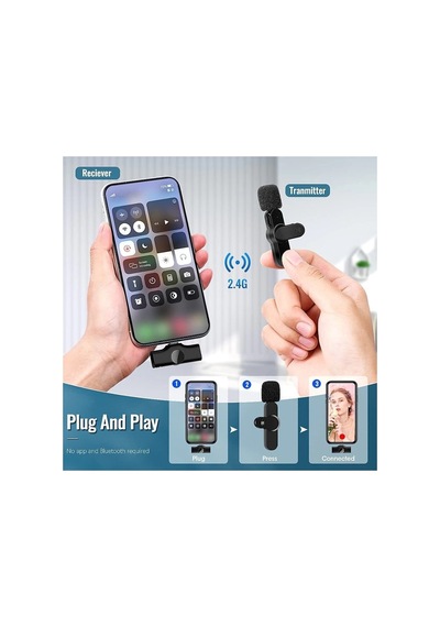 Lightning Girişli Iphone Uyumlu Ikili Kablosuz Yaka Mikrofonu Youtube Facebook Tiktok Vlog Bayi Depom