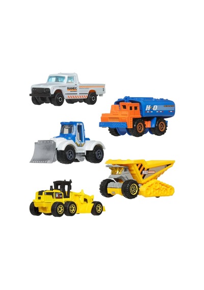 Matchbox Beşli Araba Seti Construction Crew Jjp43 Çok Renkli