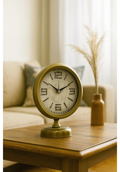 Premium Vintage 25 X 20 Cm Eskitme Metal Masa Saati Çok Renkli