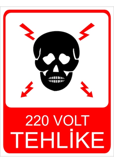 220 Volt Tehlike Uyarı Levhası 20x30 Cm Forex