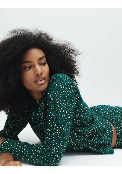 Marks & Spencer %100 Pamuklu Baskılı Pijama Takımı T37004621F Yeşil