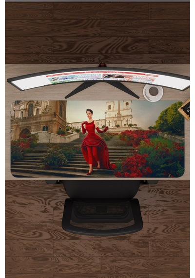 Emily İn Paris V2 90x40 Xxl Gaming Kauçuk Kaymaz Taban Mouse Pad Fare Altlığı