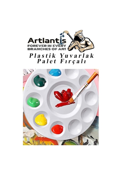 Yuvarlak Resim Paleti Fırçalı 1 Paket 10 Hazneli Boya Paleti Sanatsal Boyalar İçin Palet Akrilik Boya Yağlı Boya Guaj Boya Fırçalı