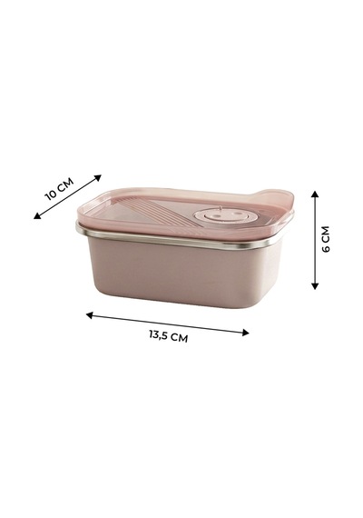 Stainless Paslanmaz Çelik Vakumlu Saklama Kabı,fırın Ve Kek Kabı Kahvaltılık 300 Ml Pembe
