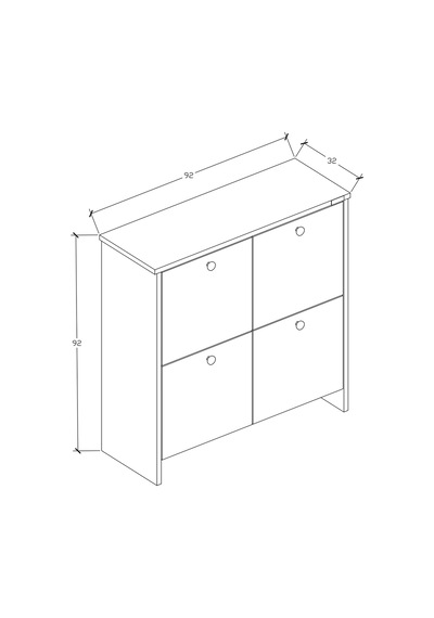 %100 Mdf 2 Kapaklı Küp Altın Sarısı Desenli Gövdeli Ayakkabılık Beyaz