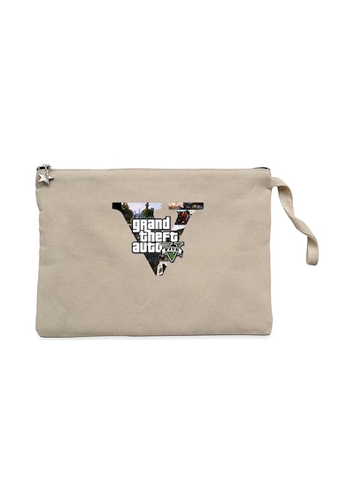 Grand Theft Auto Five  Krem Clutch Astarlı Cüzdan / El Çantası Krem