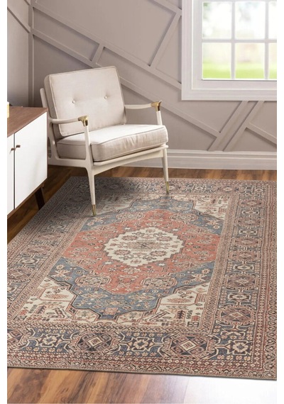 Foldy Vintage Desenli Dokuma Taban Dekoratif Renkli Halı Fl 62 Renkli 10