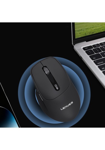 Lenyes Ws105 Sessiz Buton Tasarımlı Çift Bluetooth Bağlantılı 2.4g Kablosuz Mouse 1600 Dpı Siyah Ws105