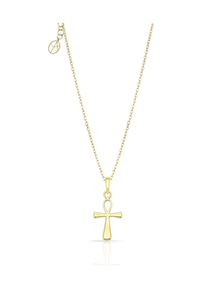 Oya Silver Minimal Sonsuz Yaşam 24k Altın Kaplama Gümüş Ankh Anahtarı Kolye 2.1x1 Cm Oyot392
