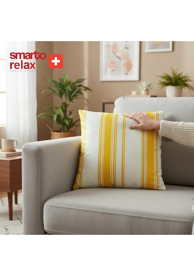 Smarto Relax Içi Dolgulu Kırlent 45x45 Cm Kare Salon & Berjer Kırlenti - Smr-kır-027 Beyaz - Sarı