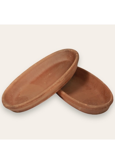 2'li Toprak Sırsız Oval Balık Güveci Pişirme Tavası 27x13x4 Cm