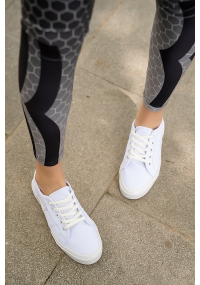 Kadın Keten Günlük Sneaker Beyaz