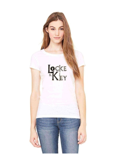 And Key All Keys Lockekey Tt Baskılı Beyaz Kadın Tshirt