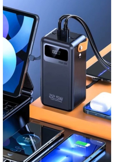 Büyük Boy Seyahat İçin Hızlı Şarj Özellikli 60.000 Mah Powerbank 60.000 Mah Yüksek Kapasite Siyah