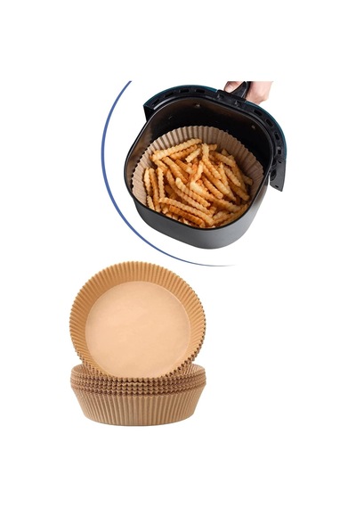 50 Adet Air Fryer Pişirme Kağıdı Tek Kullanımlık Yağ Geçirmez Yapışmaz Yuvarlak Tabak Model