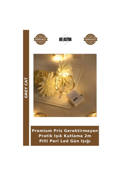 Premium Priz Gerektirmeyen Pratik Işık Kutlama 2m Pilli Peri Led Gün Işığı Çok Renkli