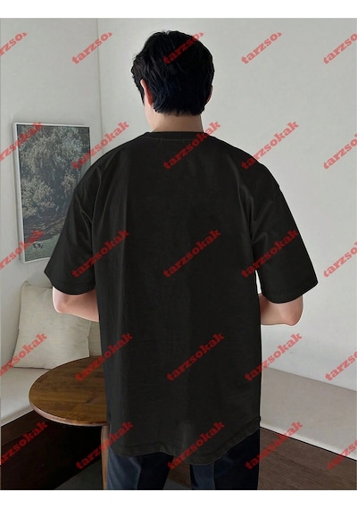 Startmore Unisex Shark Tasarım Tshirt Kısa Kollu Bisiklet Yaka T-shirt Siyah