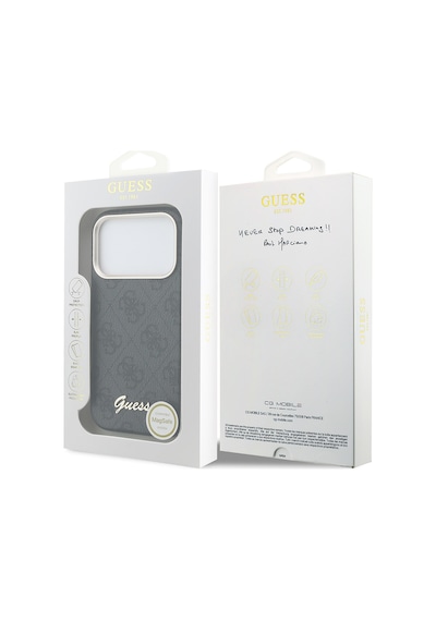 Apple Uyumlu iPhone 17 Pro Max Kılıf Guess Lisanslı M-safe Özellikli Script Yazı Logolu 4g Desenli Kapak Siyah