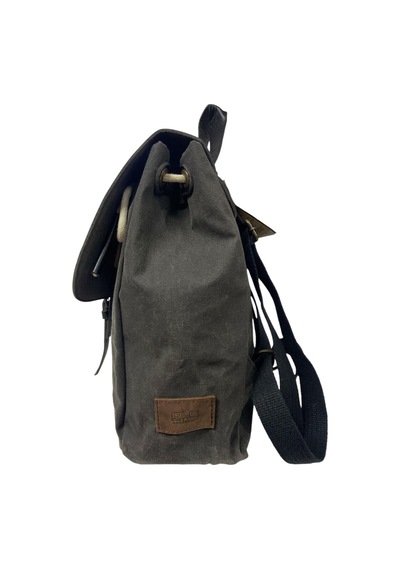 Old Cotton Cargo Vintage Kanvas Tek Bölmeli Büzgülü Kapaklı Disayn Gezi Kamp Okul Günlük Sırt Çantası 24x35cm Siyah