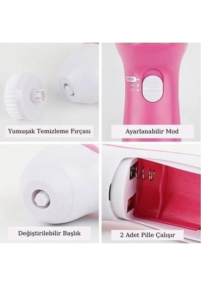 Pilli Yüz Cilt Temizleme Cihazı Siyah Nokta Peeling Fırça Seti Vücut Yüz Bakımı Masaj Aleti